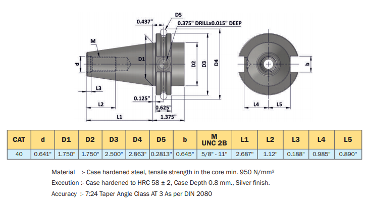 CAT40 (ANSI B 5.50) : Technical Information